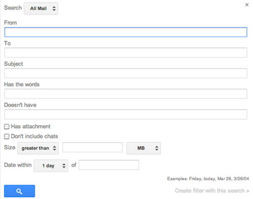 Gmail advanced search options