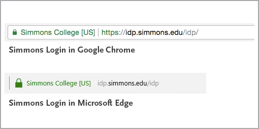 Secure Simmons login displayed in Google Chrome and Microsoft Edge
